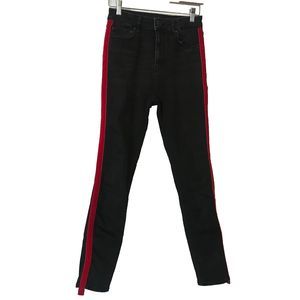 Zara Womens Skinny Jeans Blue Red Stripe 5 Pocket Zipper Denim Casual Pants 6